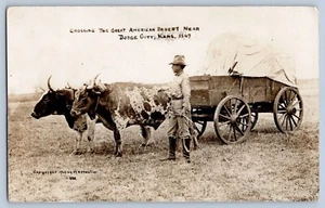 Dodge City Kansas Crossing Great American Desert Echtfoto RPPC Postkarte 1911 - Bild 1 von 2