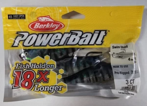 Paquete de 1 Berkley Power Cebo Pesca 4" Pre-Aparejado 7/16 OZ Sábalo de Natación Azul Branquia - Imagen 1 de 4
