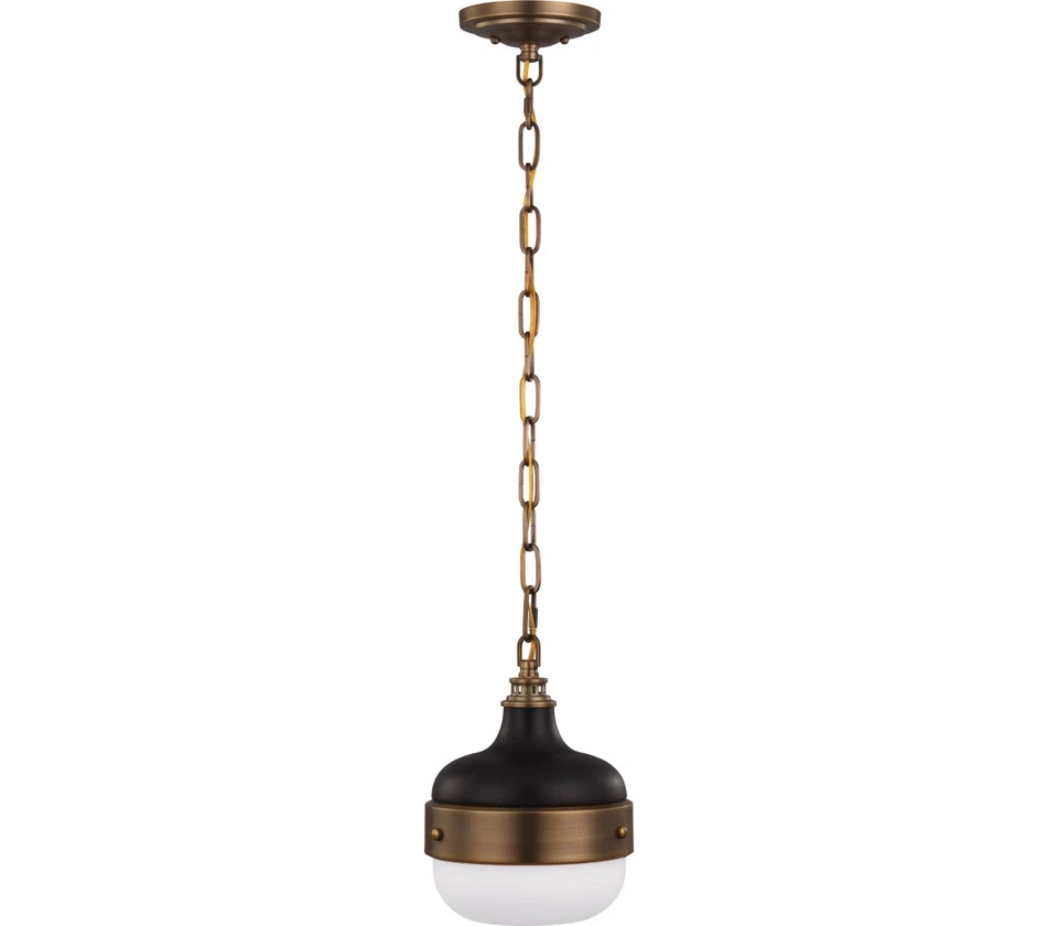 Generation Lighting Cadence Mini Round Pendant, 1LT, Dark Brass / Matte Black - Image 1 of 1