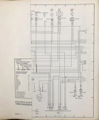 1985 Ford Ranger e Bronco II diagrama de fiação elétrico dobrável original 85 - Imagem 1 de 3