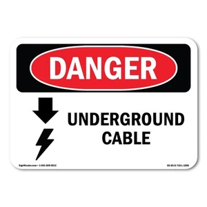 Underground Cable ANSI Danger Sign Metal Plastic Decal - Picture 1 of 5