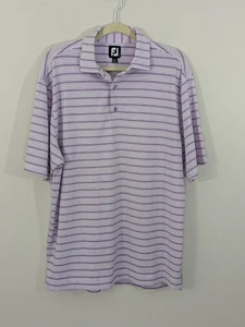 Neu ohne Etikett Poloshirt - FJ FootJoy lila weiß gestreift Golf Kurzarm Herren Large - Bild 1 von 7