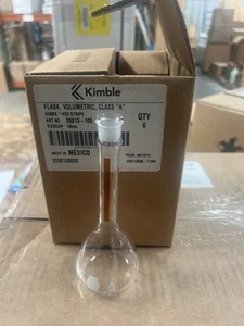 Kimble 28013-100 KIMAX 100mL Class A Volumetric Flask w/ Red Stripe 6 To The Box - Picture 1 of 1