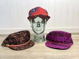 Vtg Lot 90’s All Over Funky Abstract Print Rope SnapBack Hat Neon Surf Geometric - Picture 1 of 20
