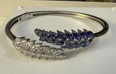 Brazalete JTV Azul y Blanco Circonita Cúbica Plata de Ley 925 Talla 7 Foto 1 de 4