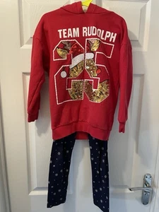 Girls Christmas Hoodie And Leggings Bundle Age 6-7 Years - Picture 1 of 16