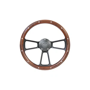 STRF8BW174-91 Brothers Trucks Custom Bowtie Steering Wheel - Black/Wood - Picture 1 of 2