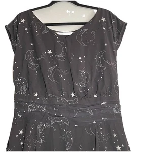 EShakti Wayward Fancies Black Celestial Maxi Dress L 14 Night SKY Pockets Zip - Picture 1 of 21