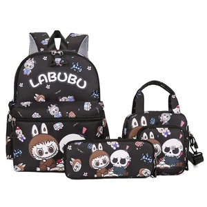 LABUBU The Monster Rucksacke Tasche BACK PACK Bag ipad Case Schlamper 4er Black - Picture 1 of 6