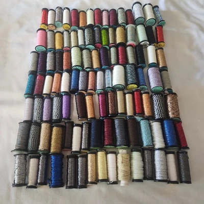 105 Spools Kreinik Metallic Treads Grab Bag Braids Cords B39 - Image 1 of 4