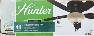 Hunter Home Ceiling Fan with Light Louden 46 Inch Low Profile  Flush Mount New - Picture 1 of 2