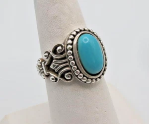 Anillo de filigrana con guijarros cabujón turquesa Avon de plata de ley 925 talla 8 - 7,1 g - Imagen 1 de 12
