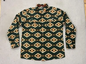 Eddie Bauer Shirt Mens XL Tall Green Fleece Southwestern Aztec Button Up Western - Picture 1 of 12