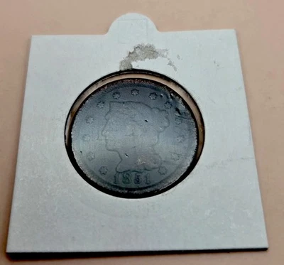 1851 Damaged Large Circulated Ungraded One Cent Coin With A Brown Color YY413-6 - Image 1 of 3