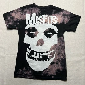 T-shirt Misfits candeggina tie dye grafica maglietta band merch teschio gotico grunge piccola - Foto 1 di 4