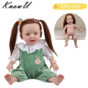 Full Body Silicone Baby Girl Rebirth Doll With Hair and Bone Newborn Baby 45cm - Picture 1 of 9