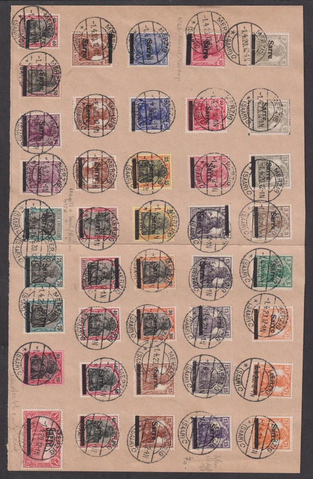 Saar 1920 colection of 41 stamps/Errors CANC VF signed Scheller / HIGH VALUE! - Image 1 of 1