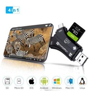 FOR iPhone 14+ 13 12 11 Pro Max XR SD Card Reader Trail Camera Viewer, Plug&Play - Picture 1 of 9