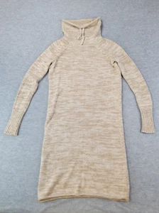 Athleta Sweater Dress 100% Merino Wool Cowl Neck Tan/Cream Long Sleeve Womens M - Picture 1 of 12