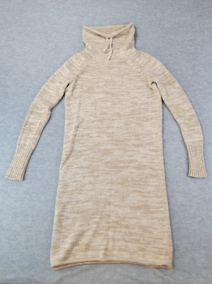 Vestido Suéter Athleta 100% Lana Merino Capucha Cuello Tostado/Crema Manga Larga Para Mujer M Foto 1 de 4