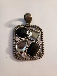 LIA SOPHIA JUXTAPOSE SLIDE - MATTE SILVER TONE - CUT CRYSTALS W/ RESIN - Picture 1 of 6