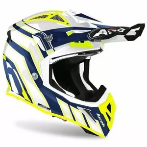 CASCO AIROH AVIATOR ACE ART BLUE GLOSS 2021 MX MOTOCROSS ENDURO IN CARBONIO - Imagen 1 de 3