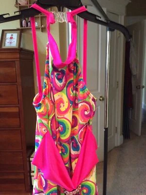 Girls Multi Colored  Dress With Boot Covers And Matching Scarf - Image 1 of 4