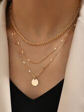 Beautiful Womens Gold Metal Decor Charm Layered Chain Necklace Wedding Party