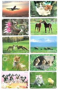 Lot of 24 Japan Phone Cards Prepaid Cards Telecards Cats Dogs Animals Plane #9K