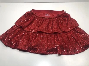 Cat & Jack Kids S 6/7 Tiered Red Sequin Holiday Christmas Skirt Elastic Waist - Picture 1 of 3