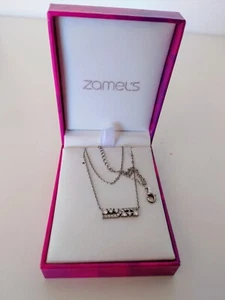 Collar de plata de ley 925 de Zamel de 45 cm con colgante de barra de piedras preciosas - Caja de regalo - Imagen 1 de 8