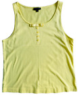 Topshop Yellow Button Bow Sleeveless Vest Top UK Size 12 Y2K Retro Excellent