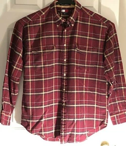 Tommy Hilfiger Men Size XL Maroon Plaid Long Sleeves Shirt Vintage Tag - Picture 1 of 6