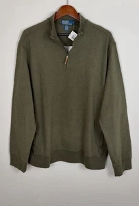 Polo Ralph Lauren VTG 1/4 Zip Alpaca Cotton Pullover Sweater Green Men's XL NWT - Picture 1 of 11