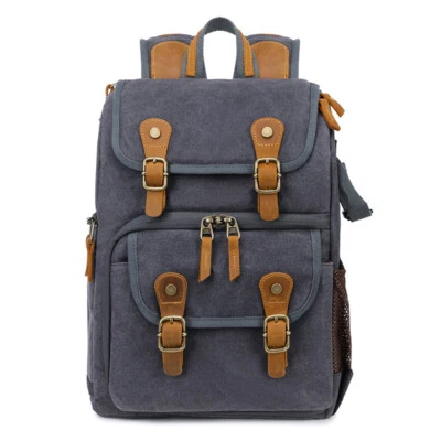 Waterproof Canvas DSLR Camera Backpack Bag Case for 15'' Laptop Canon Nikon Sony - Image 1 of 4