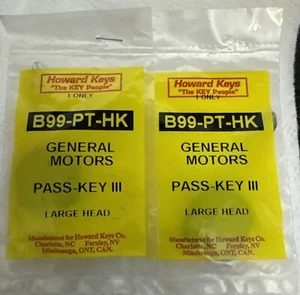 Lot of TWO (2) Uncut GMC PASS KEY III Key Blank Large Black Plastic Head B97-PT - Bild 1 von 3
