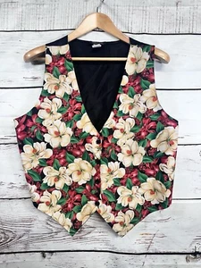 Robyn-Lyn Christmas Floral Vest Women's L XL Festive Holidays Winter Party USA - Picture 1 of 4