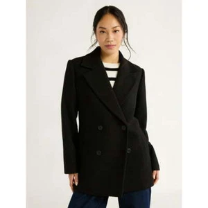 Free Assembly Double Breasted Jacket Women’s Size S Black 100% Polyester - Picture 1 of 4