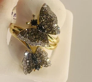 14K Yellow Gold (YG) 3/4 CTW Butterfly Chocolate Diamond Ring - Picture 1 of 1