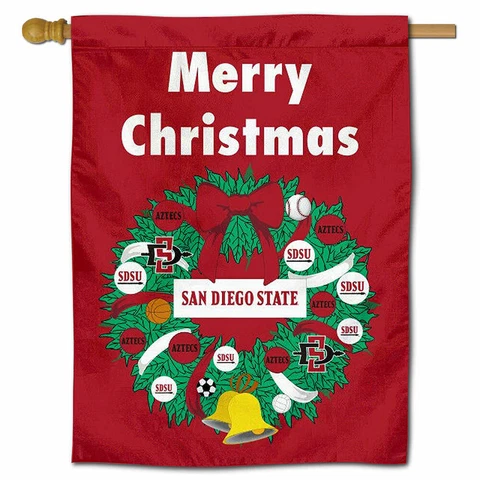 San Diego State University Happy Holidays Christmas Decorative House Flag Cover