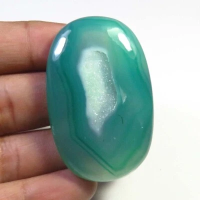 Natural Onyx Geode Oval Gemstone 48x30x7mm 101cts Onyx Druzy Agate Cabs OND-1723 - Image 1 of 4