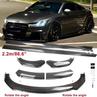 For Audi TT TTRS Carbon Style Front Bumper Lip Splitter Body Kit Side Skirt - Image 1 of 4
