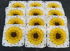 Lot of 20 5 1/2â€� Crochet Sunflower Granny Squares Block throw Bags Afghan