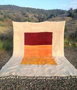 Handmade Moroccan area rug- Orange Beni ourain rug for living room - Picture 1 of 7