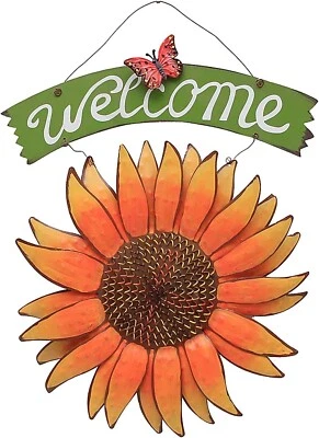 向日葵欢迎标志金属悬挂欢迎牌适用于墙壁(E) — 第 1/4 张图片