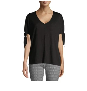 Women Time and Tru Arm Tie Detail V-Neck Tee Short sleeves tie detail T-shirt M - Picture 1 of 4