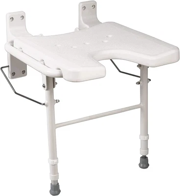 Silla de baño plegable de montaje en pared asiento de ducha banco con patas ajustables, FSA y Foto 1 de 4