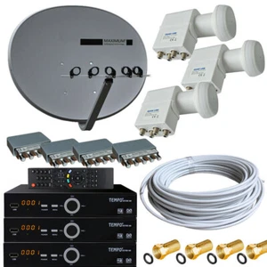 4-TV Rus TV Satanlage Maximum E-85 4 Teilnehmer Quad LNB 3x Full HD Receiver USB - Bild 1 von 11