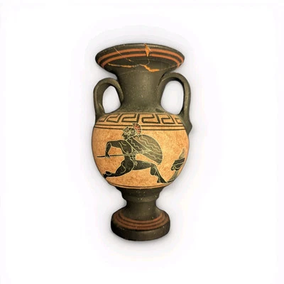 Vintage Ancient GreekReplica Art Pottery Vase 7 7/8" Hand Painted  Greece Rare - Image 1 of 2