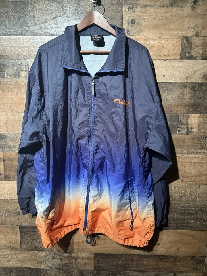 Chaqueta deportiva vintage FUBU para hombre XL 90s cremallera completa Y2K cortavientos azul y naranja Foto 1 de 4
